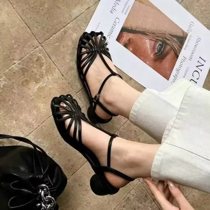 Sandales romaines vintage à bout tressé, style français, nouvelle collection été 2026, niche, à talo