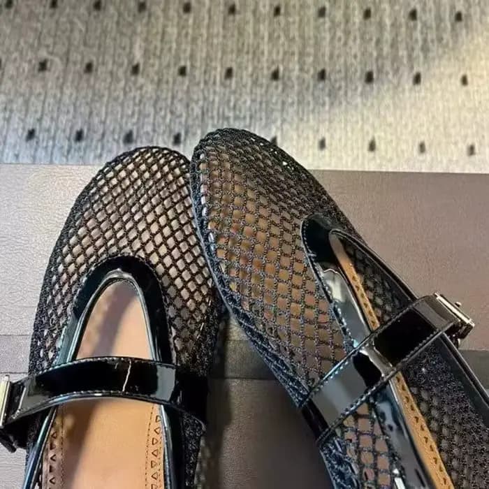 Sandales en cuir respirantes pour femmes, style français, à semelle plate, ajourées, type Mary Jane,