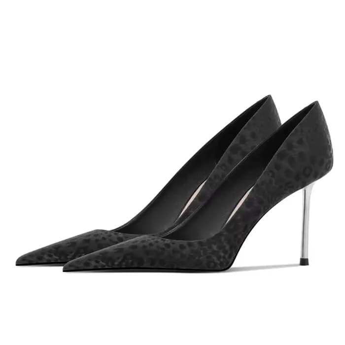 Chaussures noires Sexy à bout pointu et à talons hauts pour femmes, talons aiguilles élégants et pol