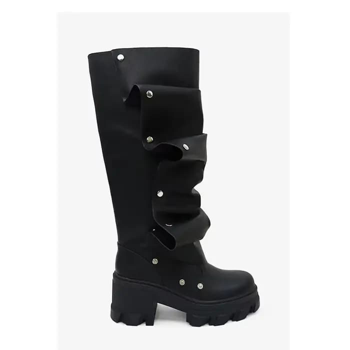 Bottes hautes déformables à semelle de talon en métal pour femmes, bottes empilées, mode européenne
