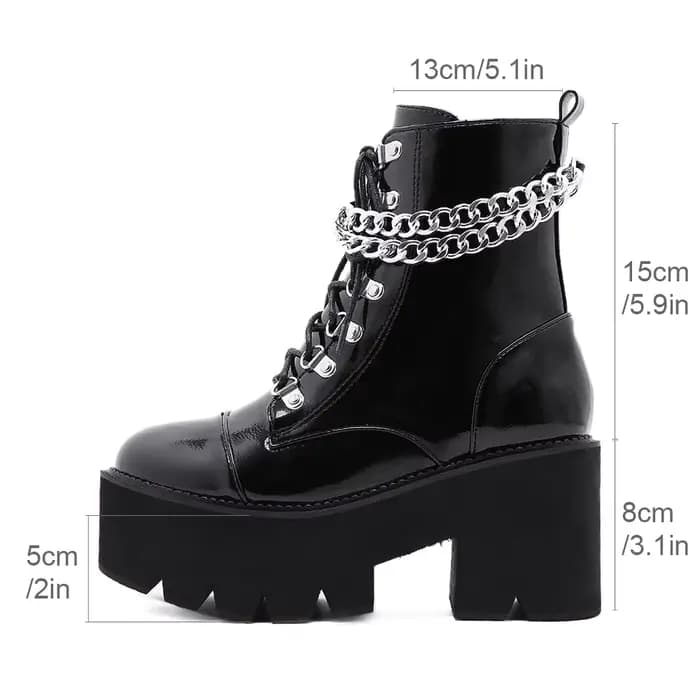 Gdgydh gothique noir bottes pour femmes Sexy chaîne talon épais plate-forme bottes femme Style Punk