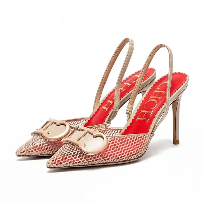 C-H – sandales d'été à talons hauts pour femmes, maille respirante, noires, pour affaires, 9cm, pour