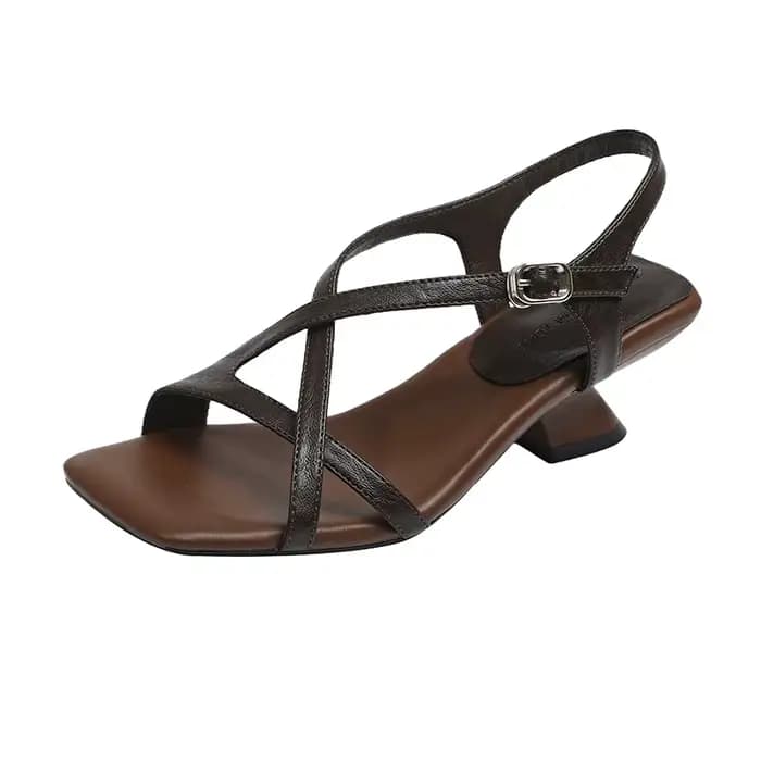 Sandales romaines rétro à talons hauts et lacets pour femmes, nouveau style été 2026, talon épais dé