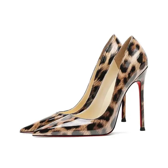 Nouveaux talons hauts imprimés léopard pour femmes, talons fins, style français à bouche peu profond