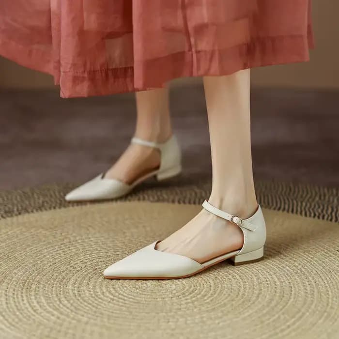 SmallHut-Escarpins à Talons Bas pour Femme, Escarpins Pointus en Microcarence, Beige Abricot, Chauss
