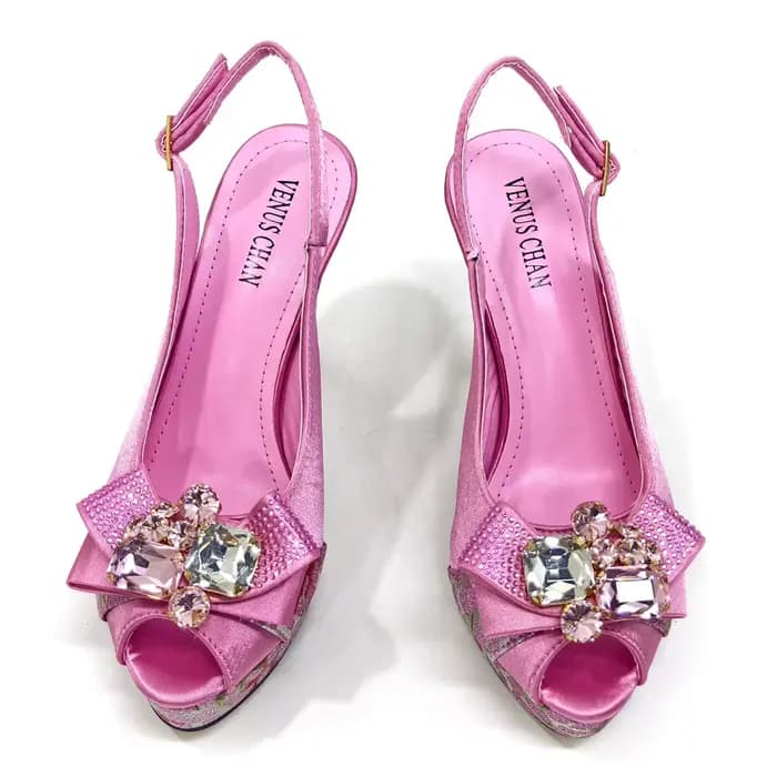 Venus Chan nigérian femmes talon chaussures de fête et ensemble de sacs couleur bleu Royal strass sa