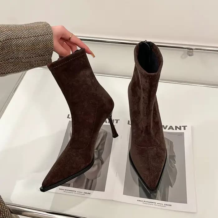 Bottines à talons hauts et bout pointu pour femmes, chaussures de soirée de danse élégantes, bottine
