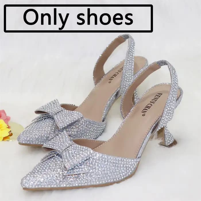 Venus Chan – ensemble de chaussures et de sacs à talons hauts pour femmes, bout pointu avec nœuds, s