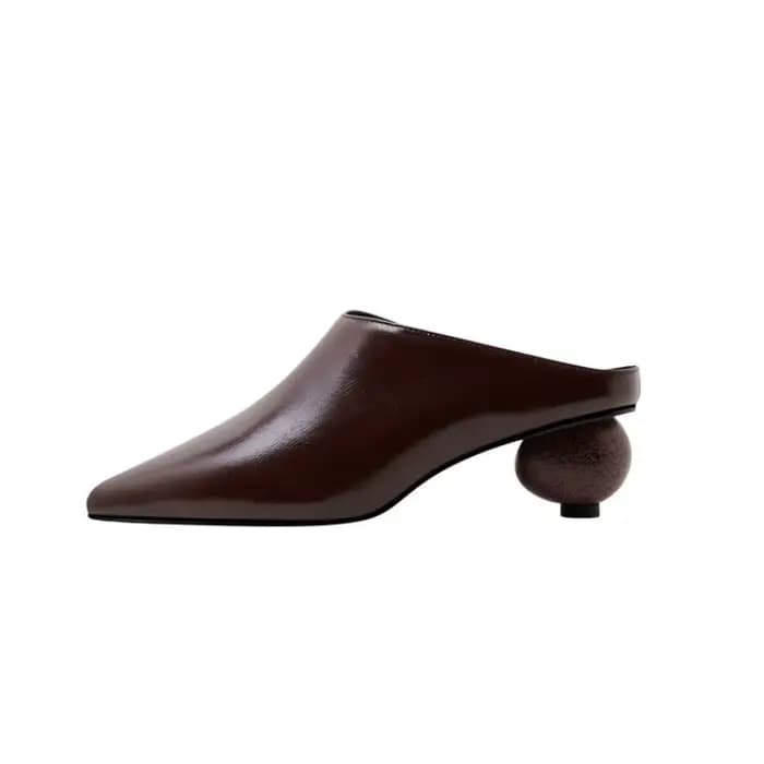 Sandales à Talons Optiques en Cuir de Vache pour Femme, Pantoufles Noires et Brunes, Chaussures d'Ex