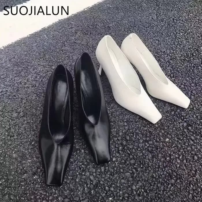 SUOJIALUN-Escarpins à talons hauts pour femmes, chaussures de bureau élégantes, pointues, de haute q