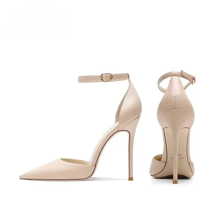 Sandales à talons hauts nus pour femmes françaises, lanière à boucle à une ligne, nouvelles sandales