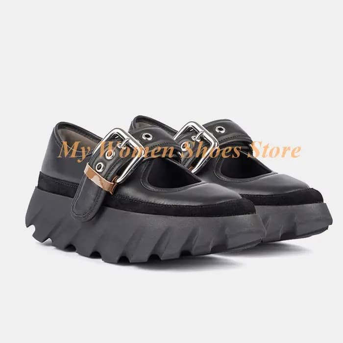 Chaussures à talon épais avec bride à boucle, bout rond, talon compensé, rehaussantes, sur mesure, s