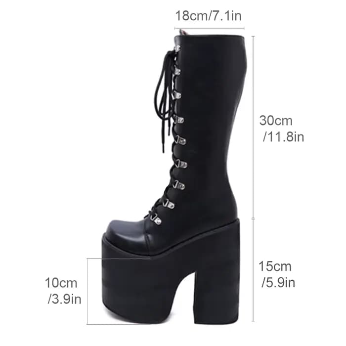 Gdgydh grande taille 43 plate-forme épaisse talons hauts extrêmes Cool motos bottes Style Punk lacet