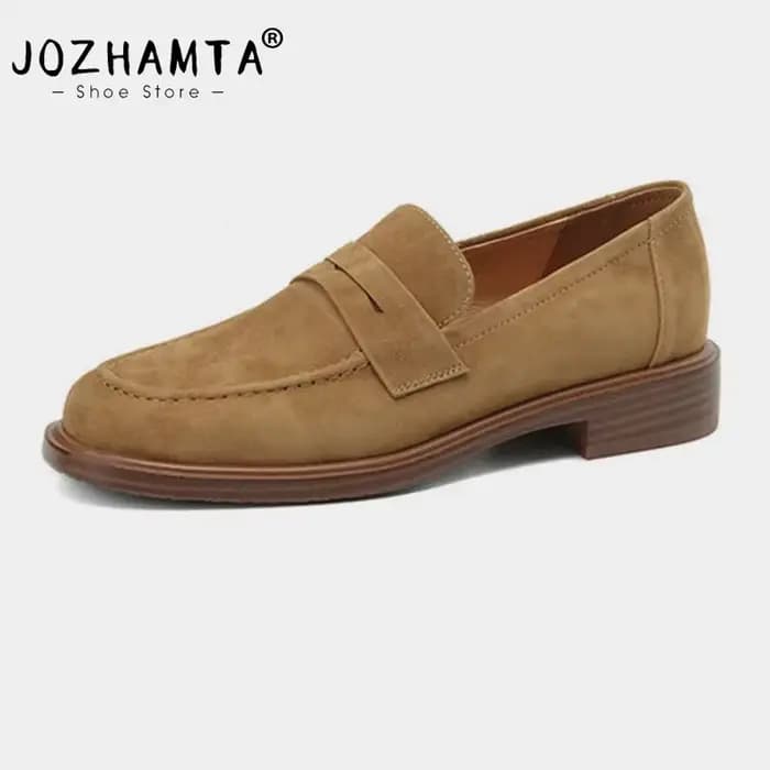 ZHAMTA-Mocassins en Daim et Cuir group pour Femme, Chaussures Plates Décontractées, Talons Bas, Vint