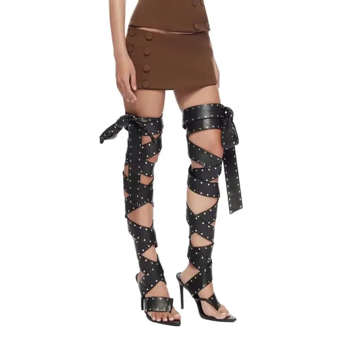 Sandales à talons hauts à boucle et à bout ouvert pour femmes, style européen et américain, tendance