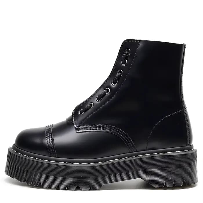 Bottes à plateforme en cuir véritable pour femmes, grande taille 35-45, bottines noires, chaussures