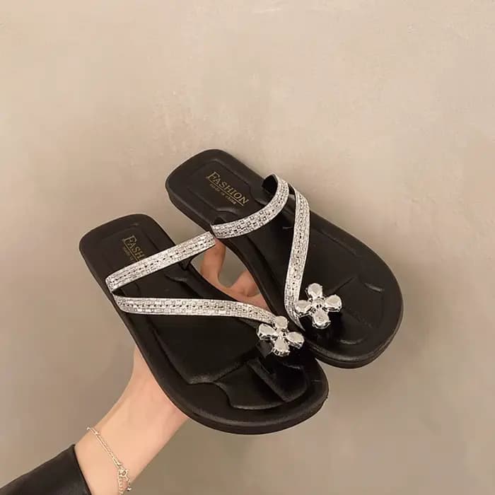 Sandales d'été pour femmes à strass tendance, antidérapantes et confortables, avec brides croisées e