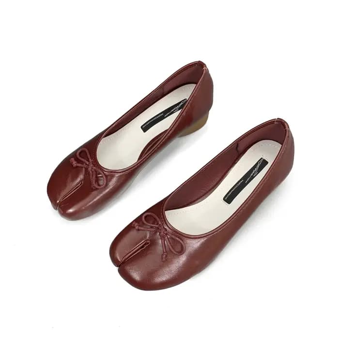 Chaussures Tabi à bout fendu et talon de 3cm, chaussures confortables en cuir à enfiler, mocassins s