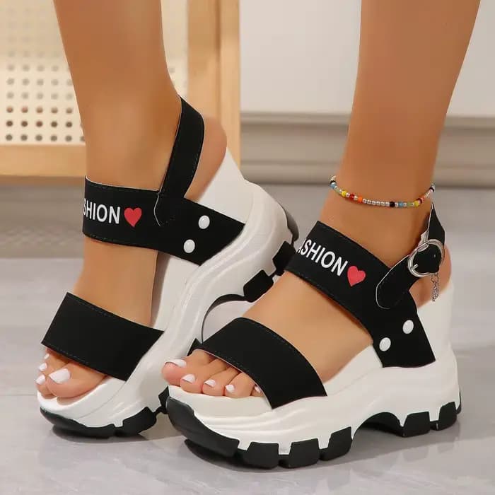 Sandales compensées roses à plateforme pour femme, été, bout ouvert, semelle épaisse, rehaussantes,