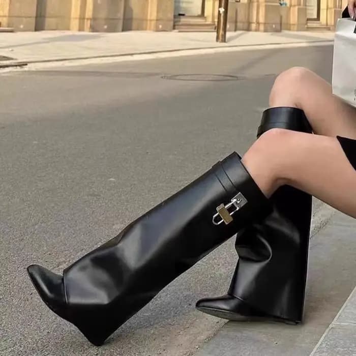 Bottes Chelsea pointues et Sexy pour femmes, bottes de moto imperméables en Pu, robe de soirée d'aut