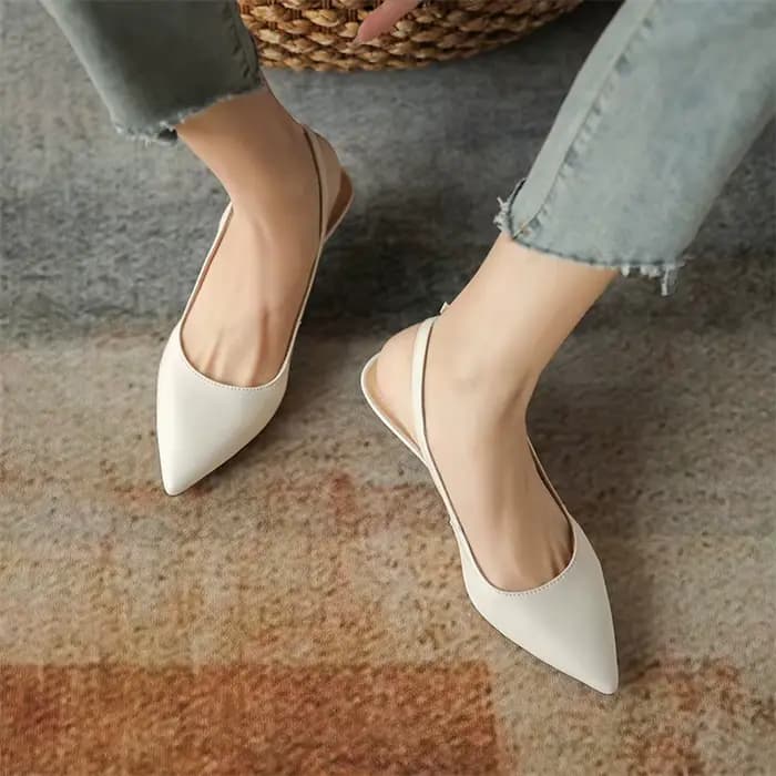 Meotina-Chaussures à bride arrière en cuir de vache véritable pour femmes, escarpins pointus à talon