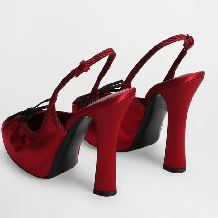 Escarpins à plateforme plissée en Satin avec nœud papillon, chaussures modernes Sexy à bout rond, la