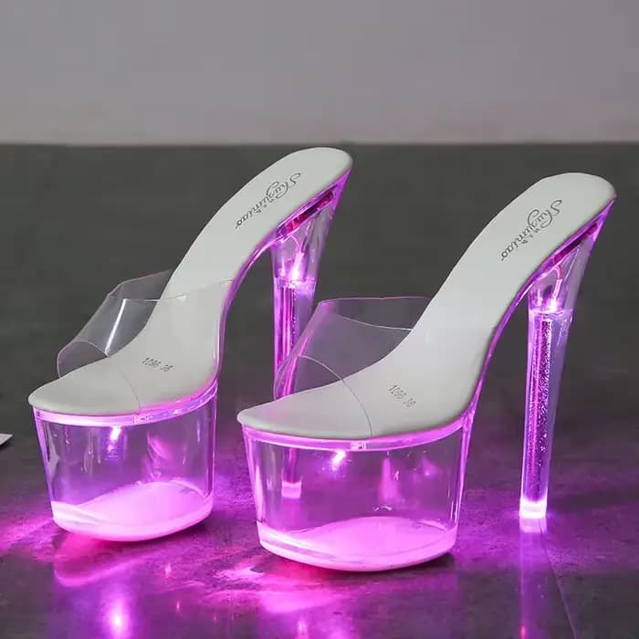 17CM Mclubgirl 34-43 nouveaux talons discothèque talons hauts chaussures sandales lumineuses chaussu
