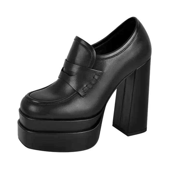Onlymaker – mocassins à double plateforme pour femmes, escarpins à talons hauts et épais, à enfiler,