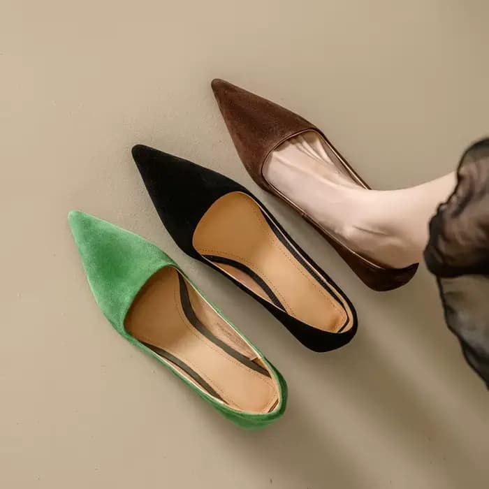 QUTAA 2025 nouvelles mode femmes pompes chaussures mi talon été enfant daim Sexy bout pointu fête bu