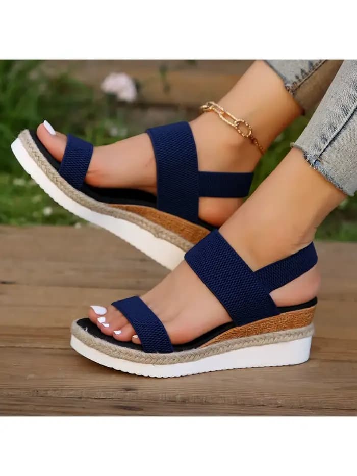 Sandales à talons compensés pour femmes, sandales d'été à plateforme de pied, ensemble ample bouche