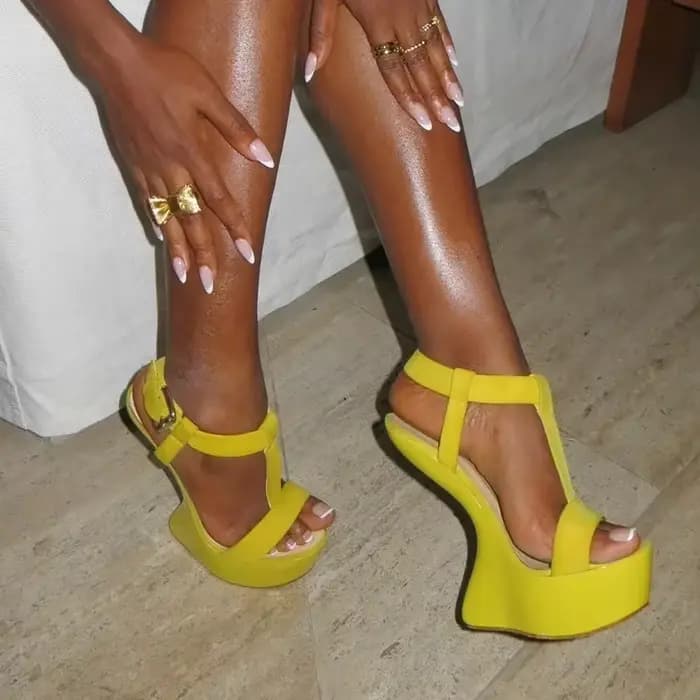 Sandales à plateforme style patchwork, sexy, à bout pointu, acceptant les tailles personnalisées 35-