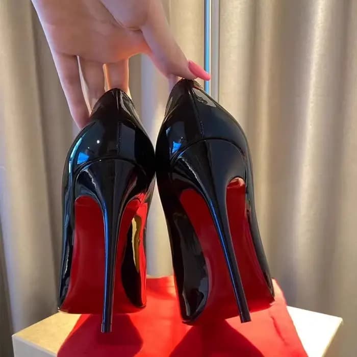 Escarpins à talon fin et bout pointu en cuir verni rouge pour femme – Nouveauté couleur nude, élégan