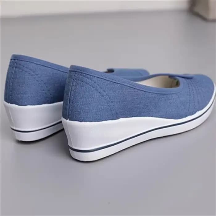 Chaussures en toile à talon incliné pour femmes, chaussures de travail décontractées, bouche peu pro