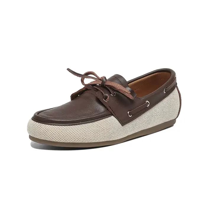 2025 nouvelle tendance élégant automne véritable cuir de vache femmes chaussures plates Beige marron