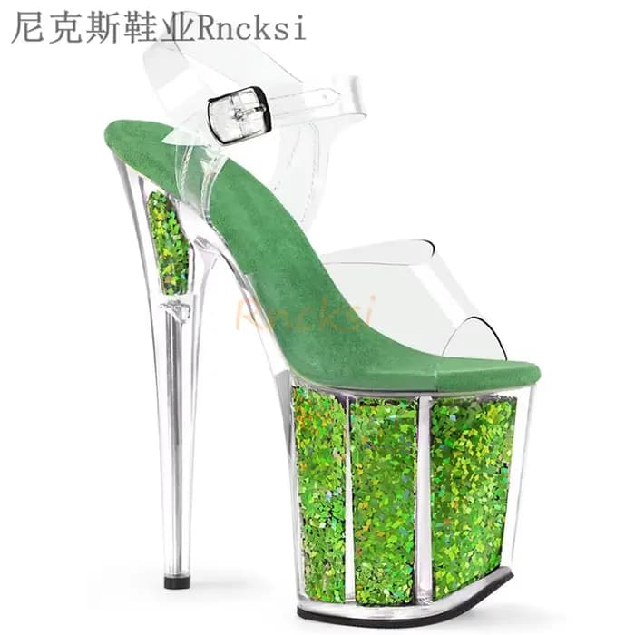 Rncksi 2025 mode Sexy pôle danse été 20 cm PVC femmes sandales minces talons hauts sandales sans lac