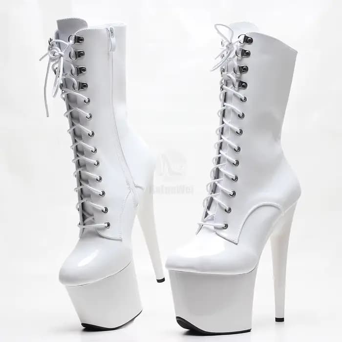 Bottines à plateforme à lacets et talons aiguilles de 7 pouces pour femmes adultes, bottes de pole d