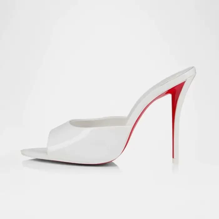 Sandales à talons hauts en cuir verni pour femmes, escarpins à bout pointu et Stiletto à enfiler, ch