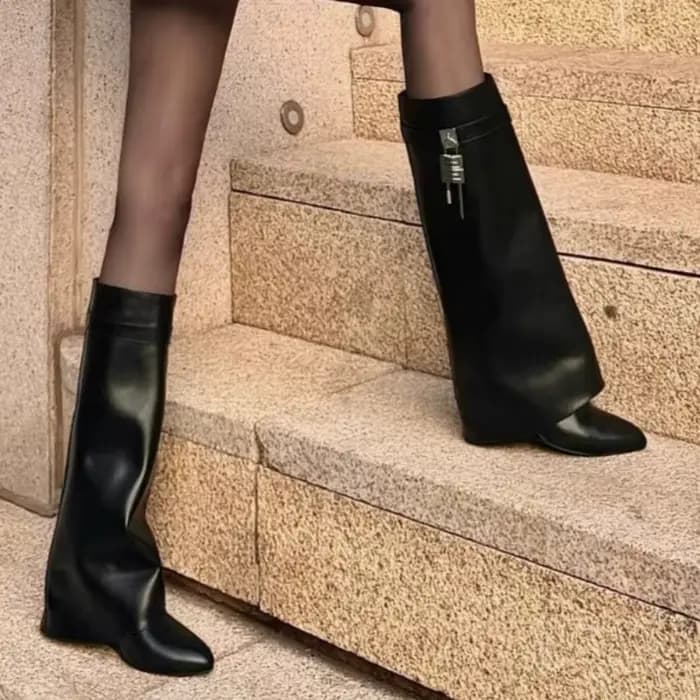 Bottes Chelsea pointues et Sexy pour femmes, bottes de moto imperméables en Pu, robe de soirée d'aut