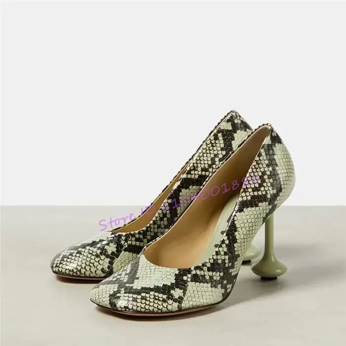 Escarpins d'été à talons étranges pour femmes, chaussures Sexy à bout rond peu profond, à enfiler, t