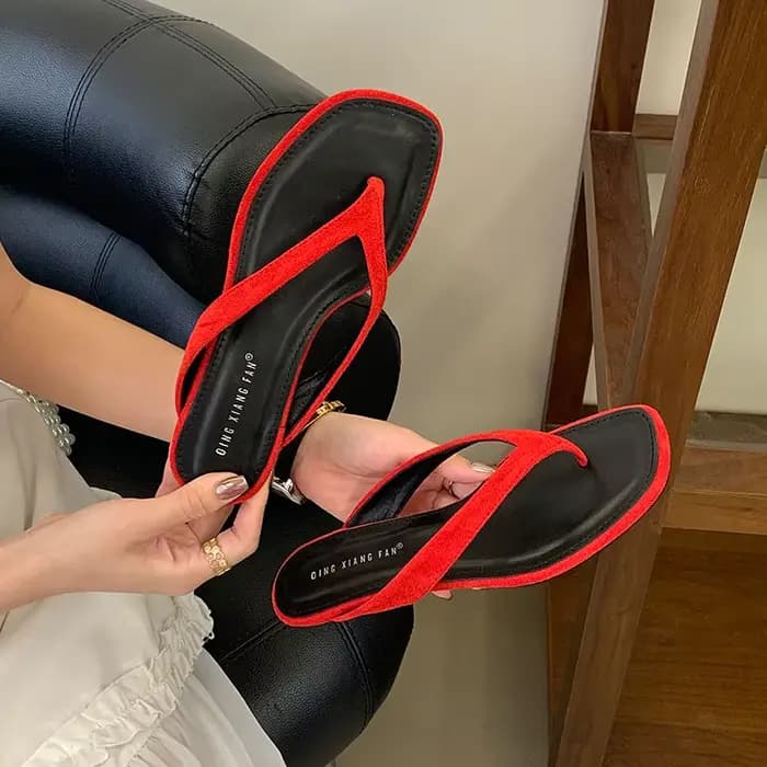 Nouvelles sandales compensées à talon bas pour femme – Tongs d'été tendance à bout ouvert – Chaussur