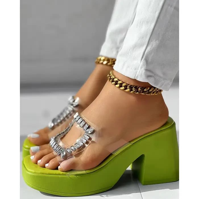 Sandales femmes sangle claire sandales à talons épais femmes plate-forme compensées talons hauts cha
