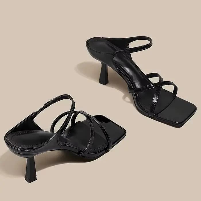 Sandales à talons hauts rouge vin pour femmes, bout carré, décor de nœud papillon, pantoufles d'exté