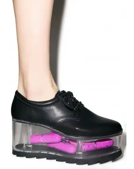 Chaussures à Plateforme Transparentes pour Femme, en Cuir Lisse, Noir et Blanc, Conteneur à Lacets,