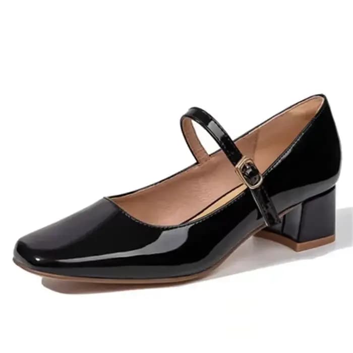 Escarpins Mary Jane en cuir verni bordeaux pour femmes – Chaussures habillées à double boucle dorée
