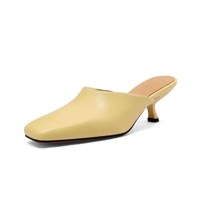 SmallHut Nouvelle Tendance Été Mules Femme en Cuir Fendu Motif Serpent Jaune Bleu Beige Noir Marron
