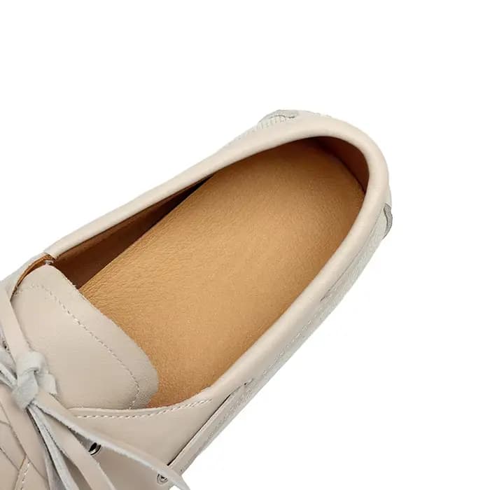 2025 nouvelle tendance élégant automne véritable cuir de vache femmes chaussures plates Beige marron