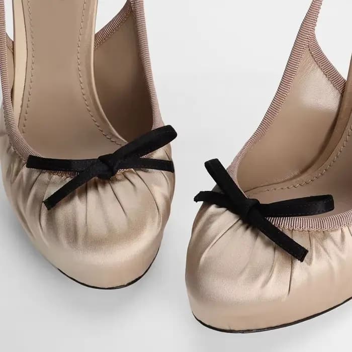 Escarpins à plateforme plissée en Satin avec nœud papillon, chaussures modernes Sexy à bout rond, la