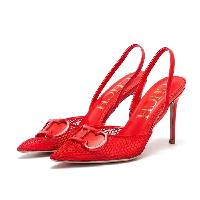 C-H – sandales d'été à talons hauts pour femmes, maille respirante, noires, pour affaires, 9cm, pour