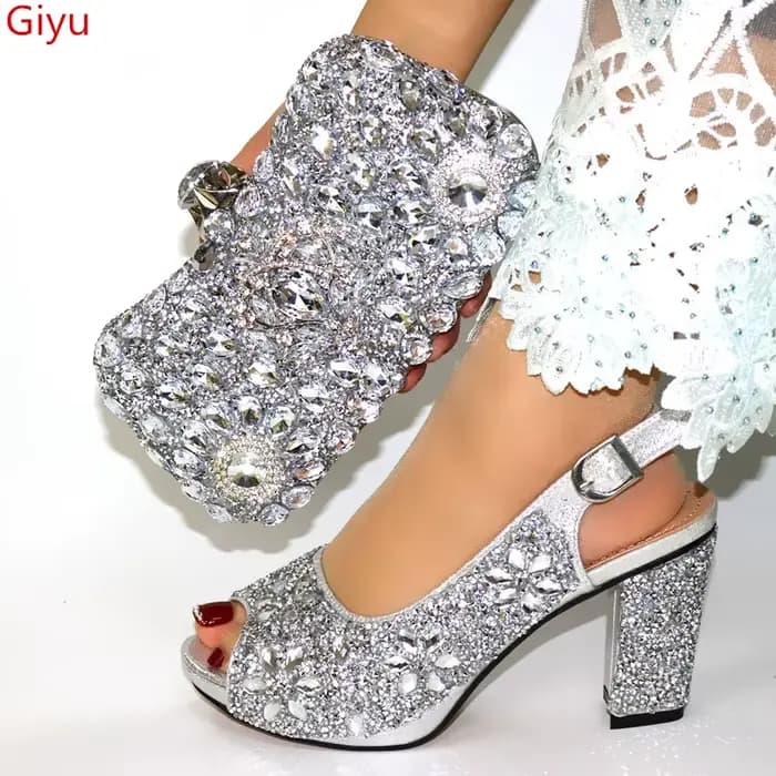 Doershow Ensemble de chaussures et sacs assortis pour femmes Italie Escarpins de fête Ensemble de ch