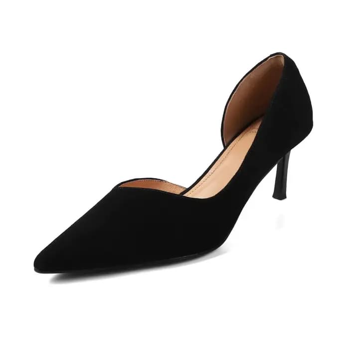 Krazing Pot 2025 en cuir véritable bout pointu talons hauts peu profond sans lacet bureau dame conci